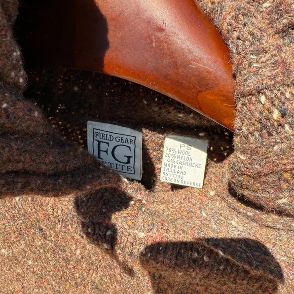 Vintage 90s Brown Wool Cashmere Cowichan Southwestern Aztec Sweater S/M Petite - Picture 10 of 13